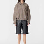 Bassike Western Check Jacket in Tan and Orange - side view