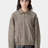 Bassike Western Check Jacket in Tan and Orange - detail view
