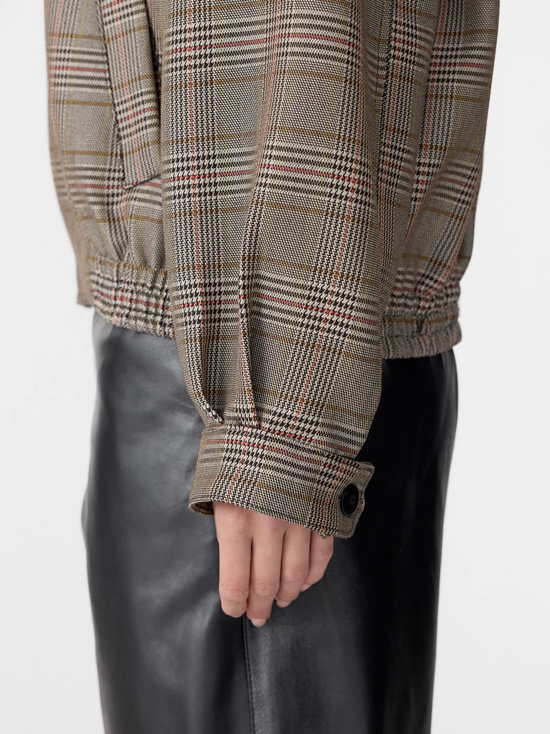 Bassike Western Check Jacket in Tan and Orange - styled look