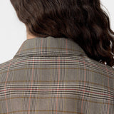 Bassike Western Check Jacket in Tan and Orange - close up