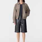 Bassike Western Check Jacket in Tan and Orange - close up