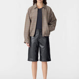 Bassike Western Check Jacket in Tan and Orange - close up