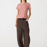 Bassike Stripe Heritage T-Shirt in Red and Natural and Olive