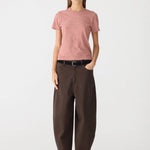 Bassike Stripe Heritage T-Shirt in Red and Natural and Olive