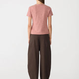 Bassike Stripe Heritage T-Shirt in Red and Natural and Olive