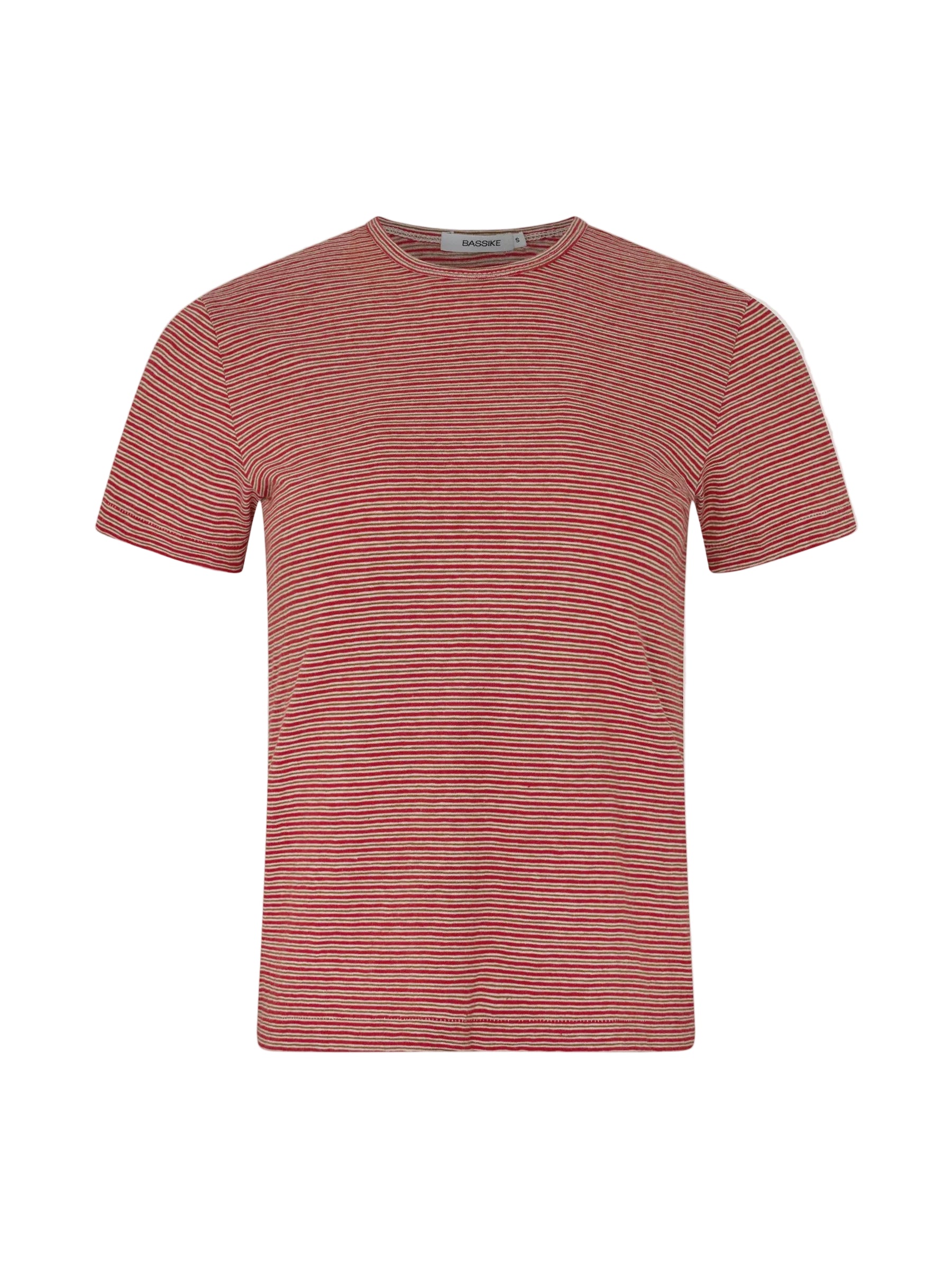 Bassike Stripe Heritage T-Shirt in Red and Natural and Olive