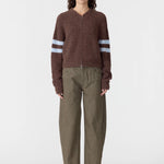 Bassike Wool Alpaca Zip Up Knit in Cinnamon