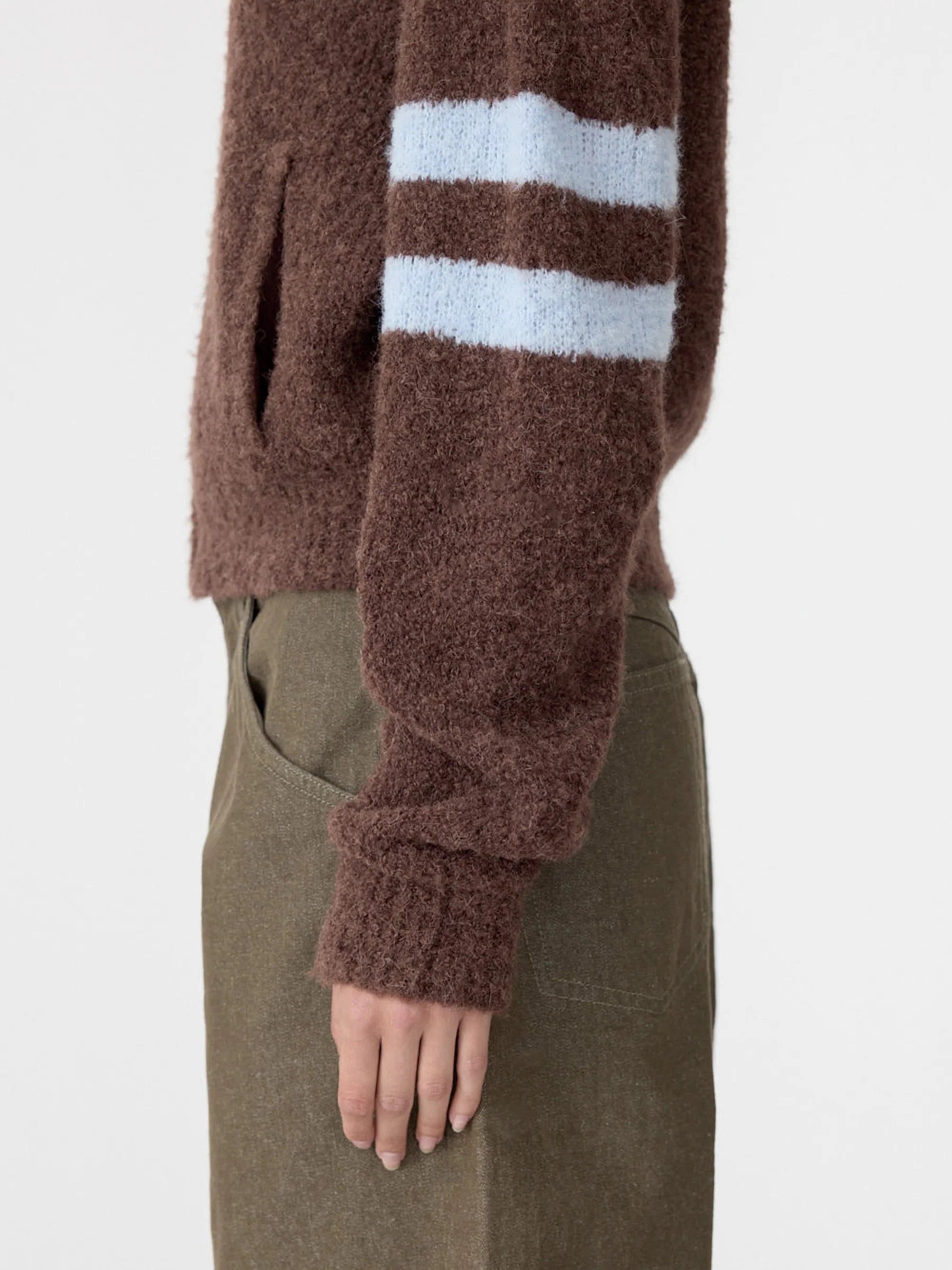 Bassike Wool Alpaca Zip Up Knit in Cinnamon