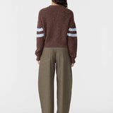Bassike Wool Alpaca Zip Up Knit in Cinnamon