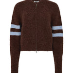 Bassike Wool Alpaca Zip Up Knit in Cinnamon