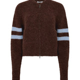 Bassike Wool Alpaca Zip Up Knit in Cinnamon