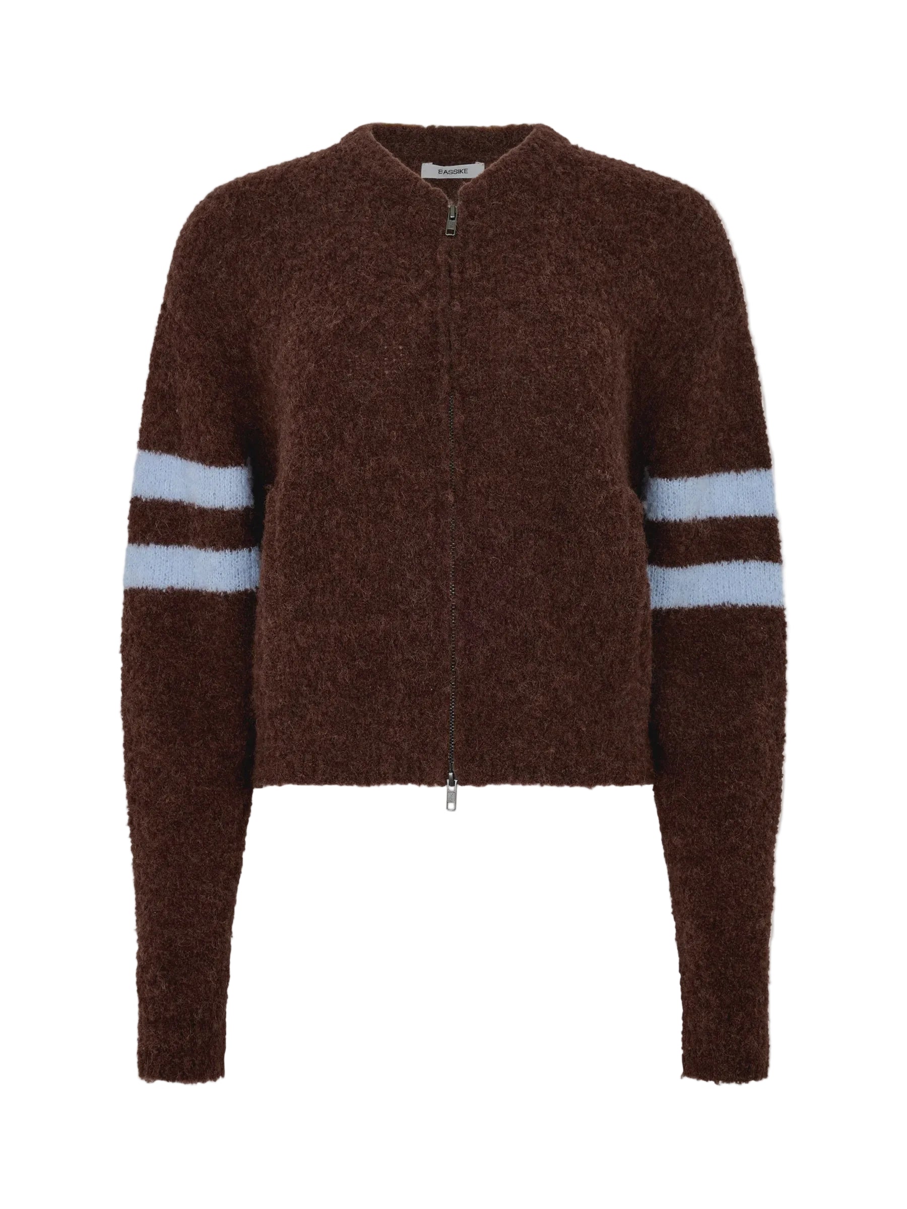 Bassike Wool Alpaca Zip Up Knit in Cinnamon