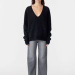 Bassike Deep V Textured Knit in Black