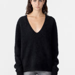 Bassike Deep V Textured Knit in Black
