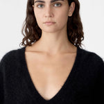 Bassike Deep V Textured Knit in Black