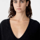 Bassike Deep V Textured Knit in Black