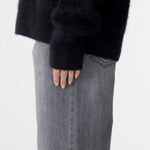 Bassike Deep V Textured Knit in Black