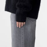 Bassike Deep V Textured Knit in Black