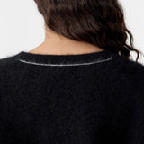 Bassike Deep V Textured Knit in Black