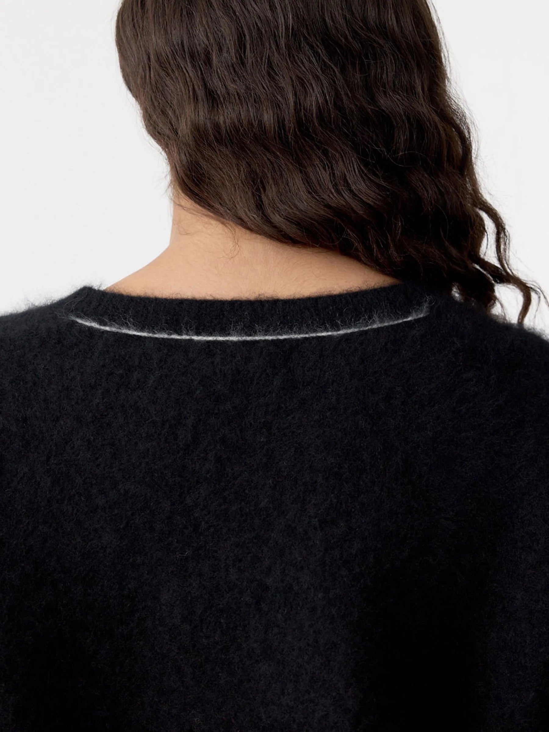 Bassike Deep V Textured Knit in Black