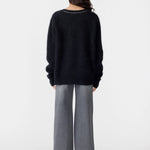 Bassike Deep V Textured Knit in Black