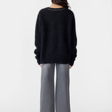 Bassike Deep V Textured Knit in Black