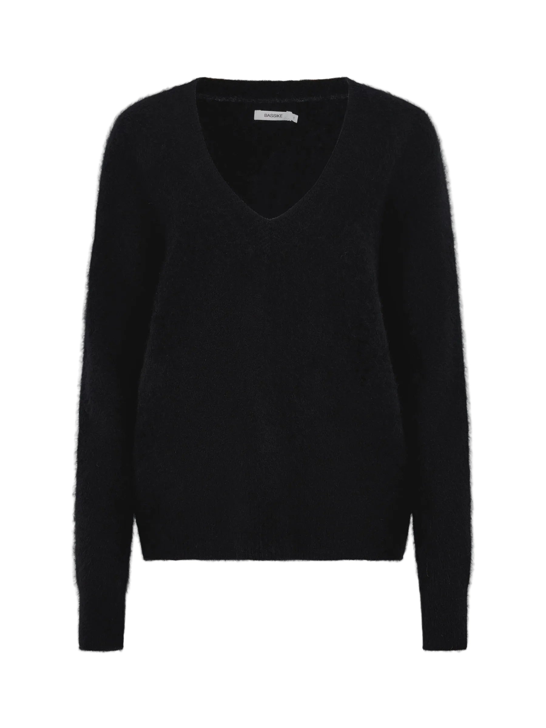 Bassike Deep V Textured Knit in Black