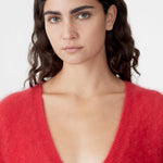 Bassike Deep V Textured Knit in Red
