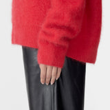Bassike Deep V Textured Knit in Red