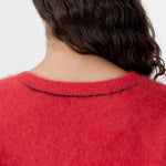 Bassike Deep V Textured Knit in Red