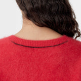 Bassike Deep V Textured Knit in Red