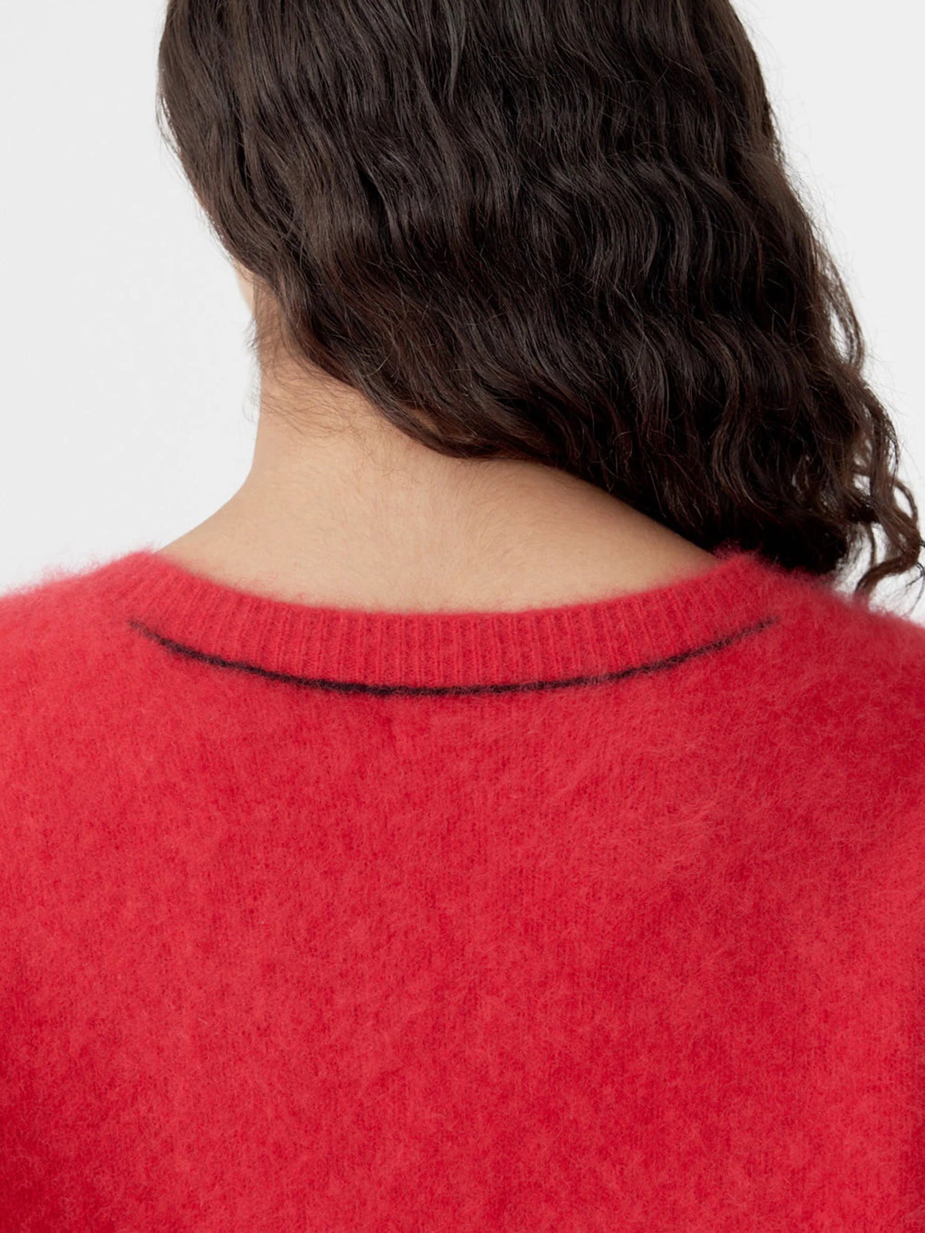 Bassike Deep V Textured Knit in Red
