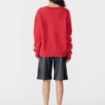 Bassike Deep V Textured Knit in Red