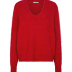 Bassike Deep V Textured Knit in Red