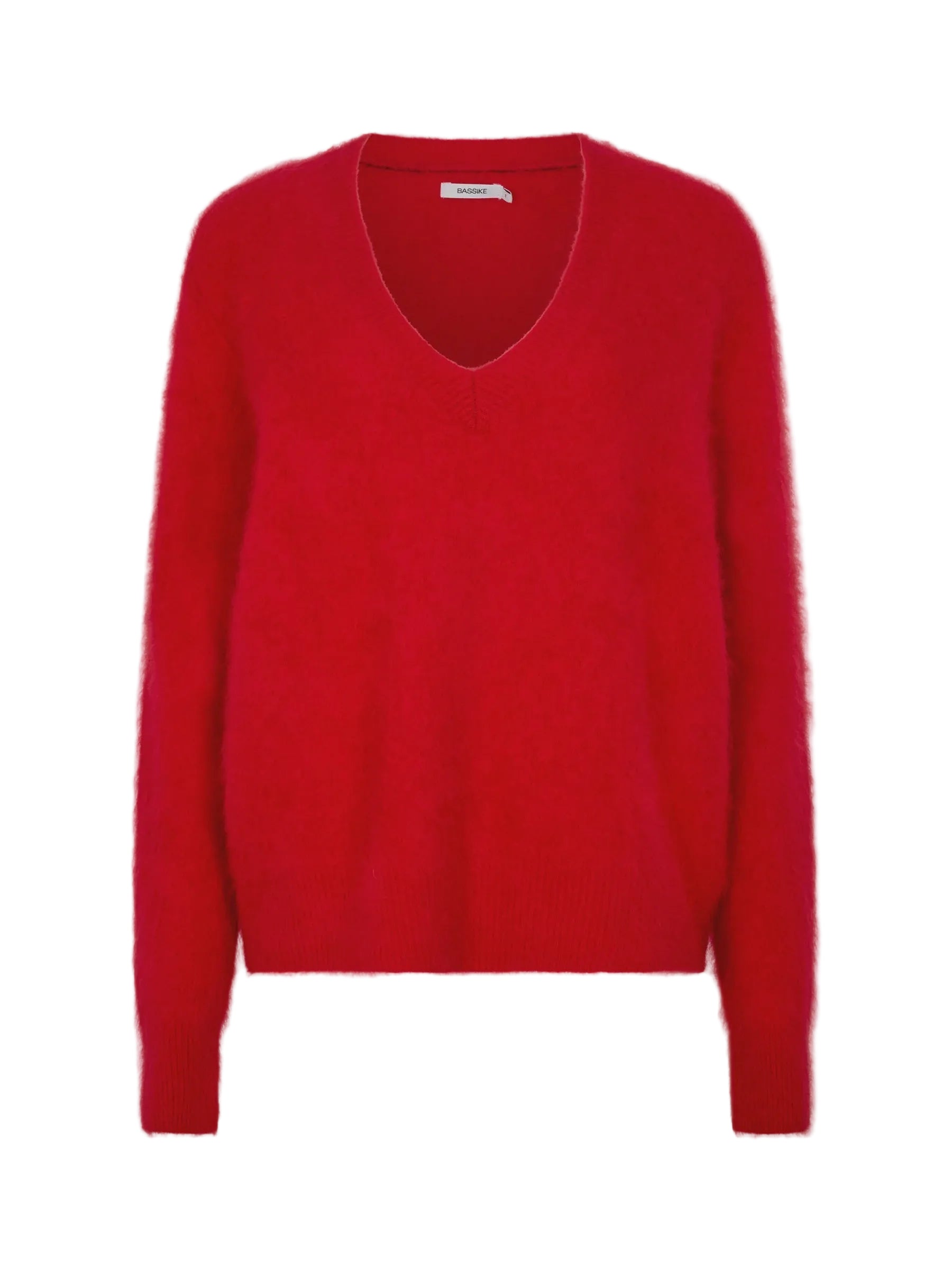 Bassike Deep V Textured Knit in Red