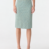 Bassike Bias Stripe Skirt in Blue and Brown Stripe - side view