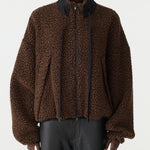 Bassike Boiled Wool Zip Up Jacket in Chocolate Brown - side view