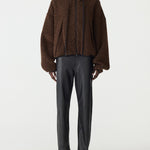 Bassike Boiled Wool Zip Up Jacket in Chocolate Brown