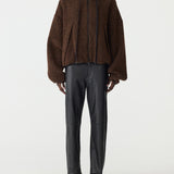 Bassike Boiled Wool Zip Up Jacket in Chocolate Brown
