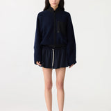 Bassike Boiled Wool Zip Up Jacket in Navy