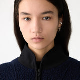 Bassike Boiled Wool Zip Up Jacket in Navy