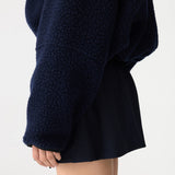Bassike Boiled Wool Zip Up Jacket in Navy