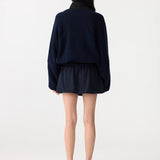 Bassike Boiled Wool Zip Up Jacket in Navy