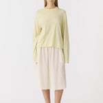 Bassike Boxy Wide Sleeve Long Sleeve T-Shirt in Pale Yellow Marl