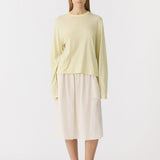 Bassike Boxy Wide Sleeve Long Sleeve T-Shirt in Pale Yellow Marl