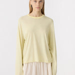 Bassike Boxy Wide Sleeve Long Sleeve T-Shirt in Pale Yellow Marl - side view