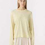 Bassike Boxy Wide Sleeve Long Sleeve T-Shirt in Pale Yellow Marl - side view