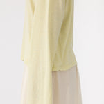 Bassike Boxy Wide Sleeve Long Sleeve T-Shirt in Pale Yellow Marl - detail view