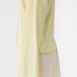 Bassike Boxy Wide Sleeve Long Sleeve T-Shirt in Pale Yellow Marl - detail view