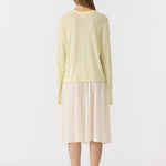 Bassike Boxy Wide Sleeve Long Sleeve T-Shirt in Pale Yellow Marl - styled look